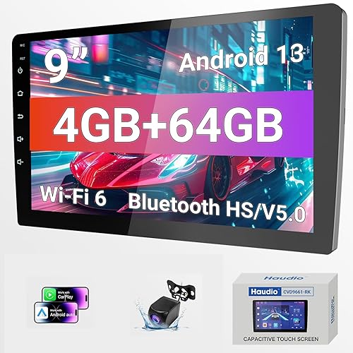 Estéreo inalámbrico de 9 pulgadas con Bluetooth, CarPlay inalámbrico, Android Auto, WiFi 6, pantalla táctil HD 1280 x 720, almacenamiento de 4+64