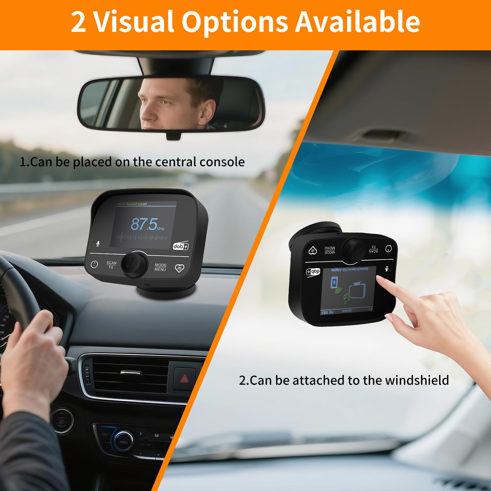Adaptador Dab para Radio De Coche para Pantallas LCD De 2,4 Pulgadas, con Emisores FM Integrados, Bluetooth, Radiodifusión Digital Dab, Interfaz De Entrada/Salida Aux Y Reproductores De Tarjetas TF