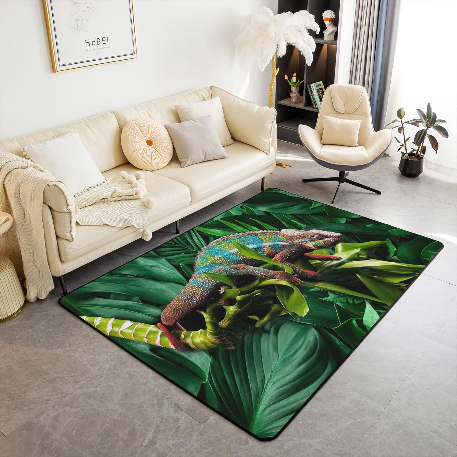 Tapis de salon et chambre enfant 120x160 lavable antidérapant lézard