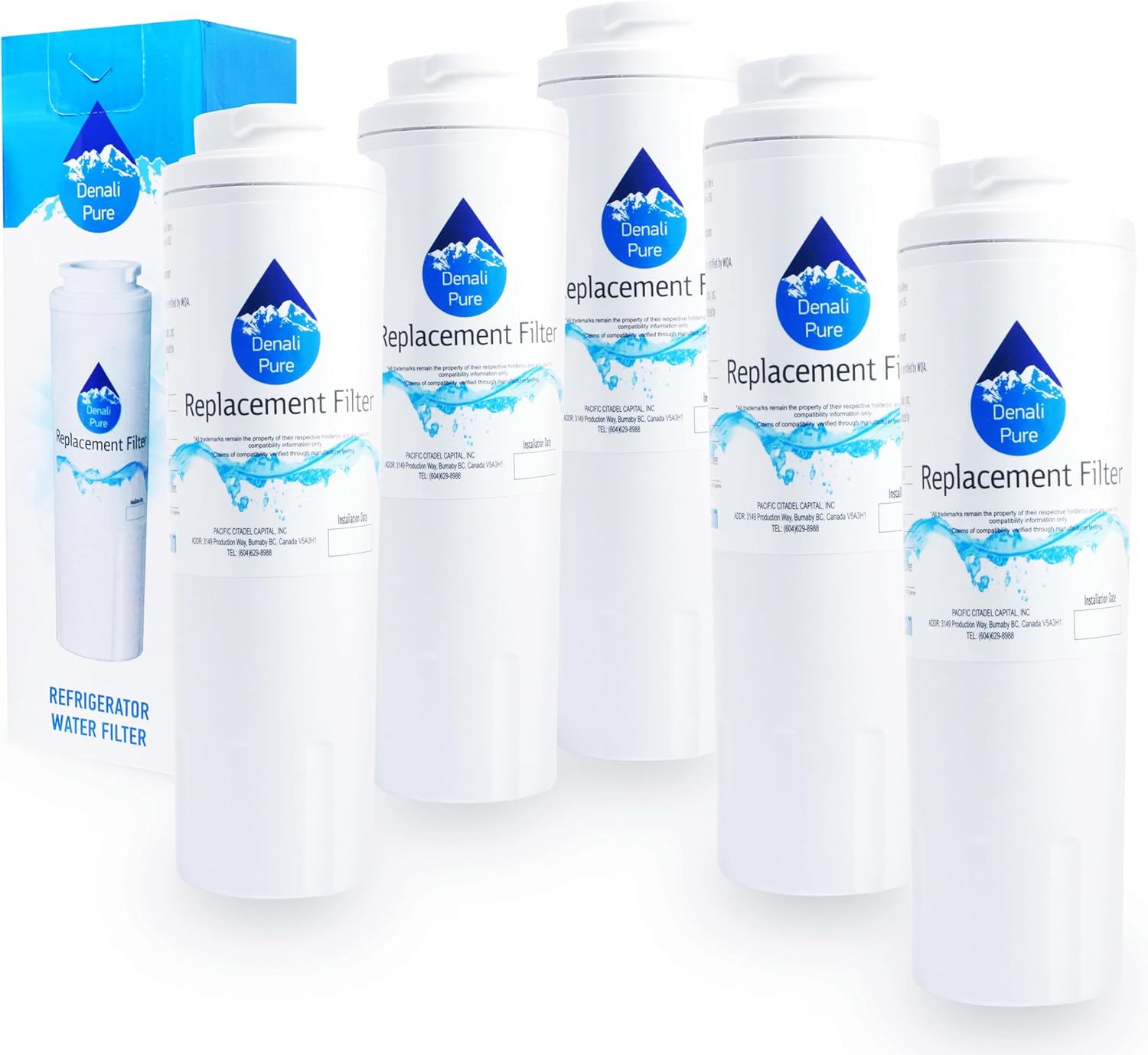 5-Pack Replacement for KitchenAid KBFS20EVMS3 Refrigerator Water Filter - Compatible with KitchenAid 4396395 Fridge Water Filter Cartridge