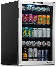 NewAir 160 Can Beverage Refrigerator | Freestanding Small Mini Fridge for Bedroom, Home Bar or Living Room | SplitShelf Storage, Digital Thermostat & LED Light | Stainless Steel