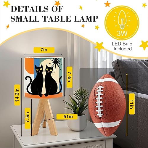 Miniatura 2 de Tripod Table Lamp Mid Century Modern Black Cat Retro Atomic Halloween Bedside Lamps Small Lamp Nightstand Lamp with Linen Lampshade Table Lamps for