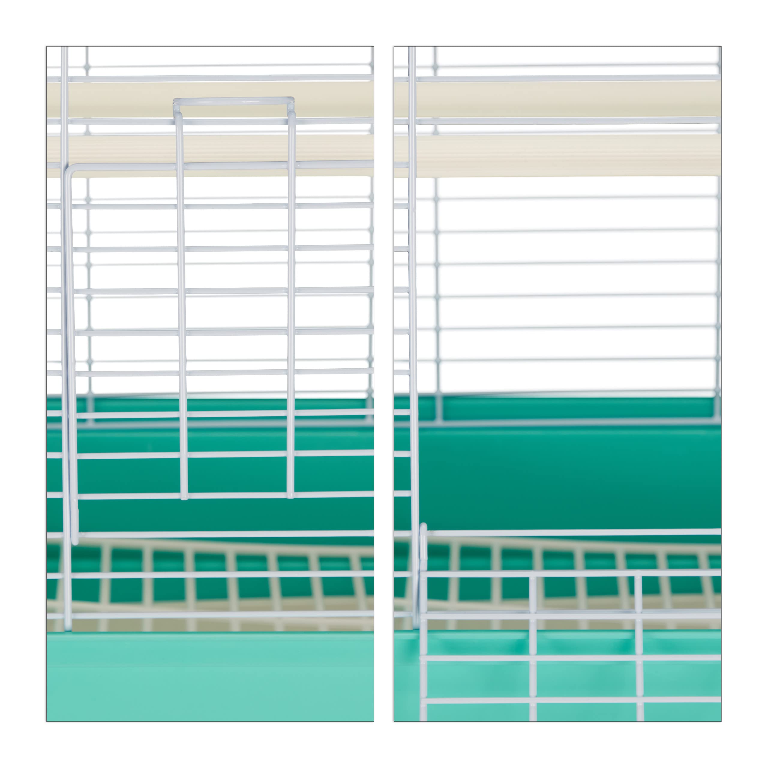 Relaxdays Cage à Oiseaux, métal, pour de Petits canaris, perchoirs & mangeoires, 50 x 42,5 x 33,5 cm, Bleu Clair/Menthe