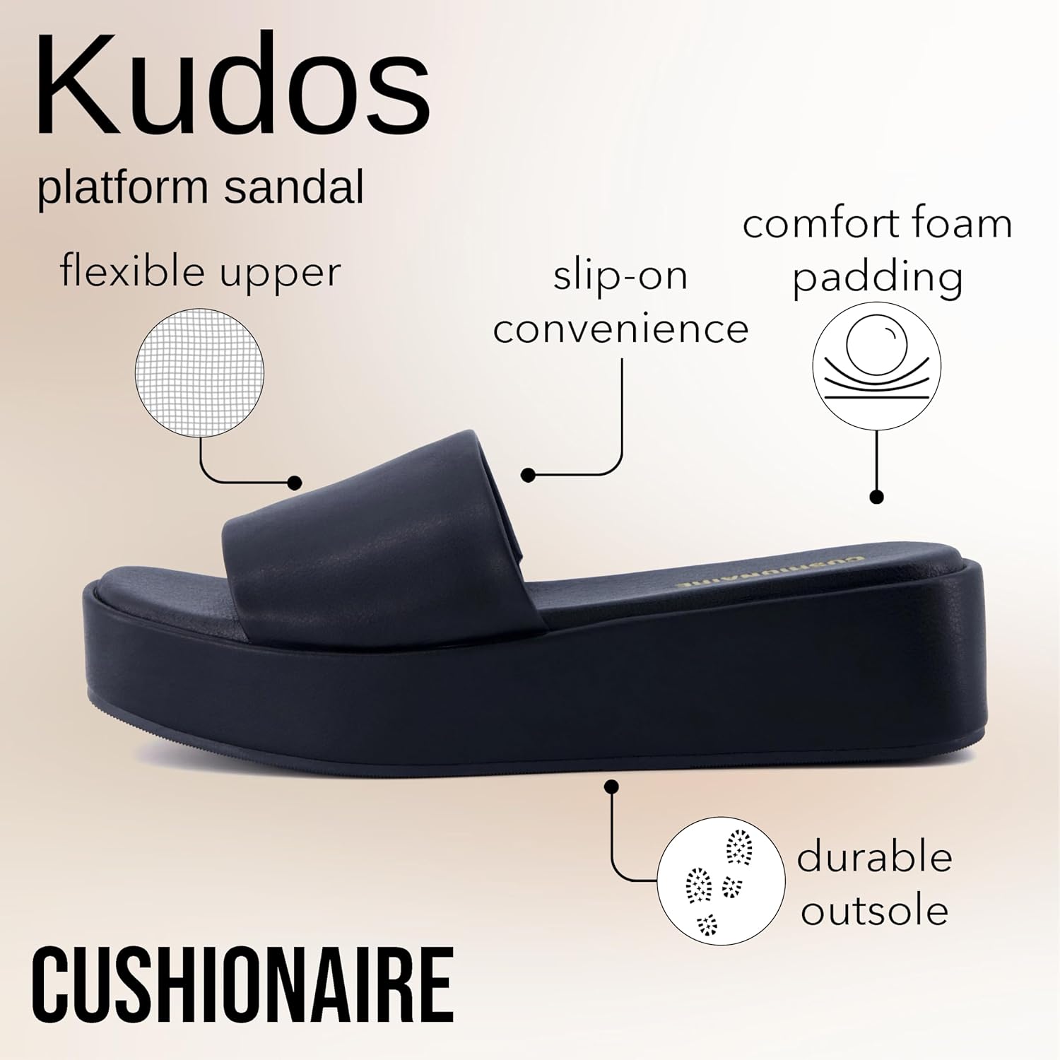 CUSHIONAIRE Women's Kudos Platform Slide Sandals - Image 3