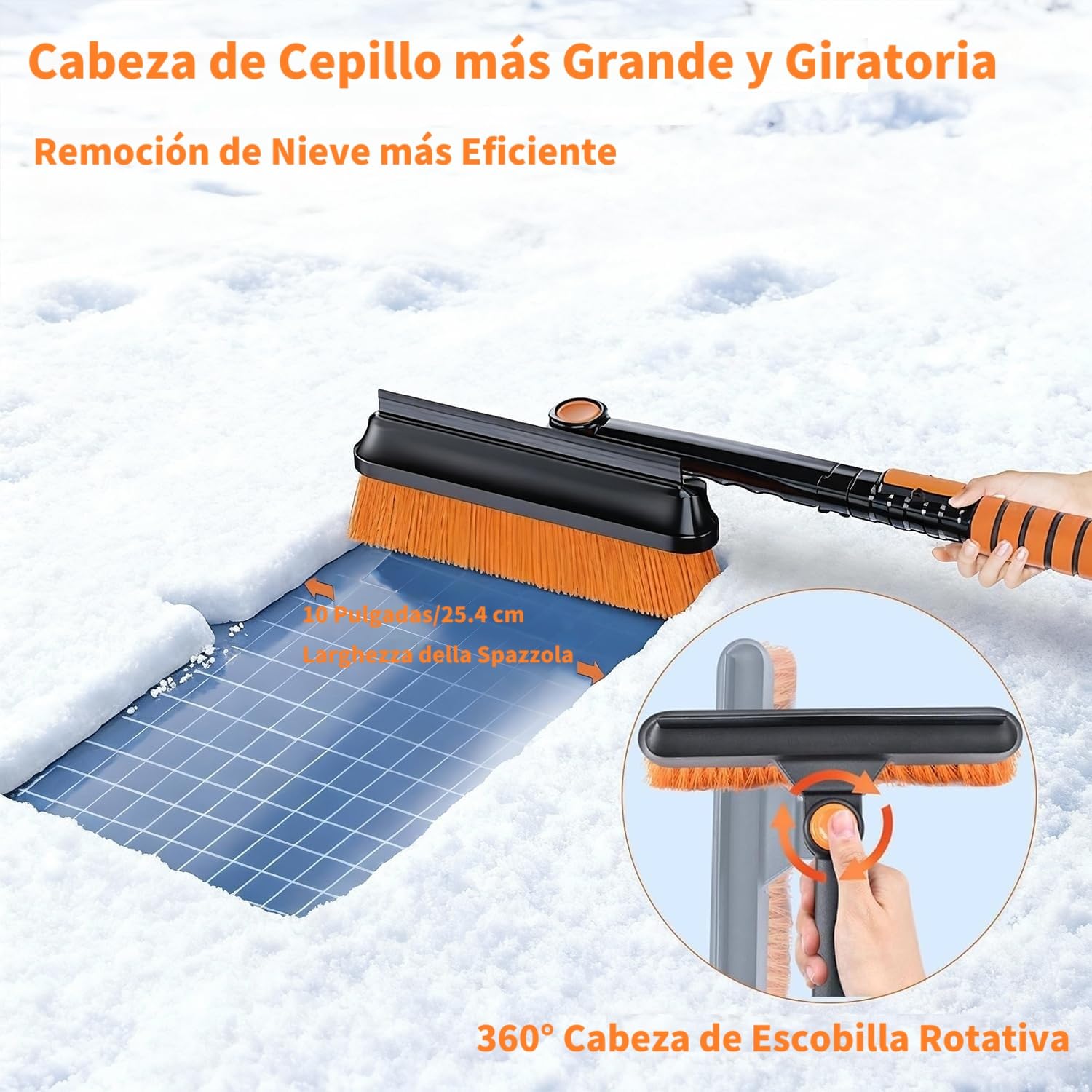 120 CM Cepillo de Nieve para Automóviles, 6 en 1 Raspador de Hielo para Limpiaparabrisas, Pala de Nieve con Mango Telescópico para Automóviles, SUV, Camiones
