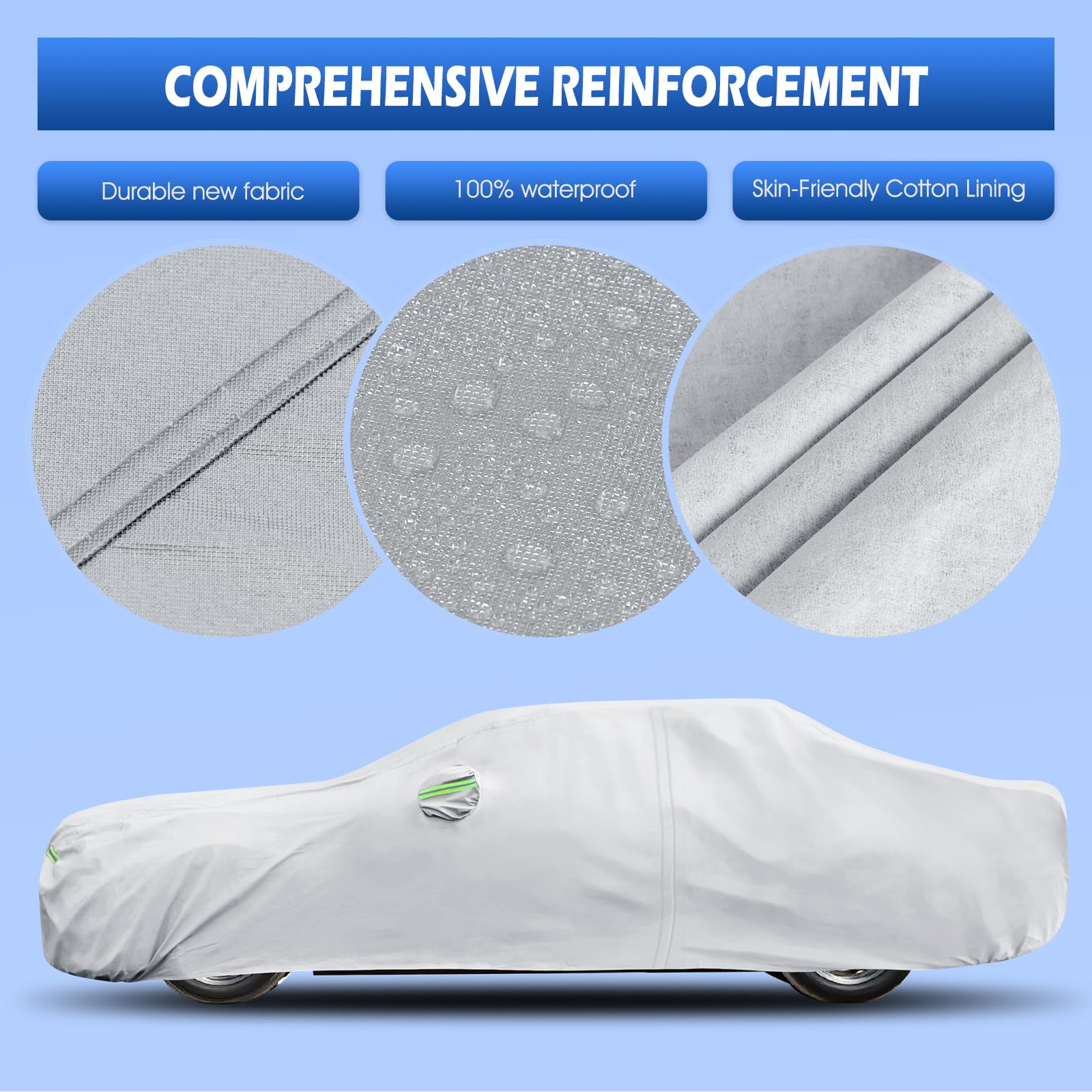 Migaven - Telo copriauto su misura per Dodge Challenger 2008-2025, impermeabile, protezione da sole e pioggia, con cerniera per portiera e fodera in cotone