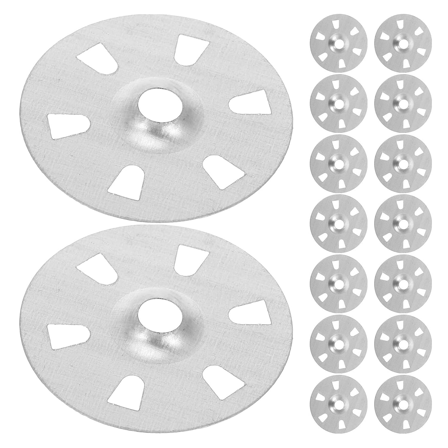 500pcs Metal Insulation Washers Six-Hole Flat Washers for Foam Board Fastening Rigid Foam Panel Fixing Pads for Construction and DIY Insulation Projects