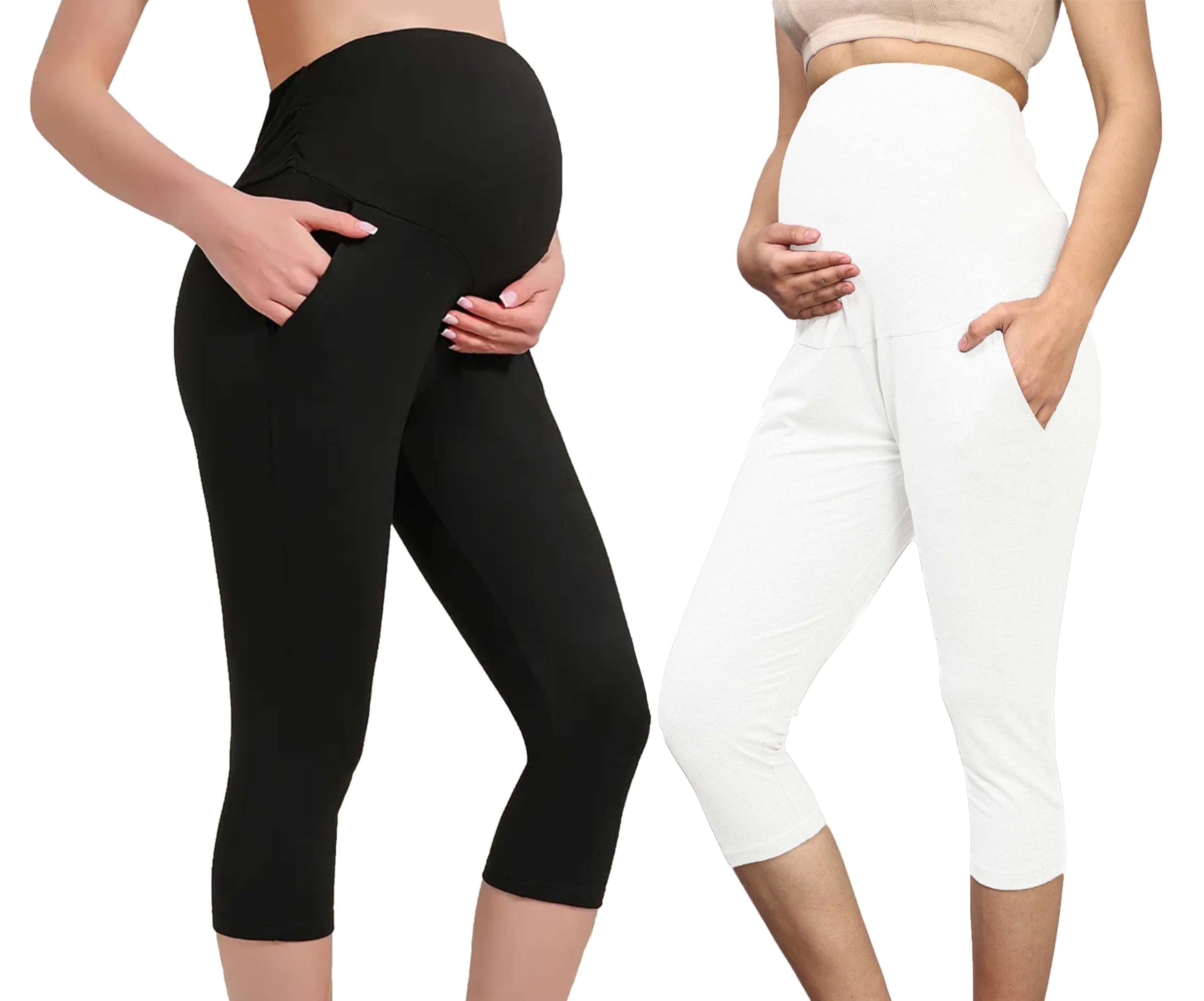 lenam Cotton Lycra Over Belly Stretchable Maternity 3/4 Leggings for Pre & Post Pregnancy with 2 Pockets,Adjustable Strap,High Waist Support & Seam-Free.-picture-25