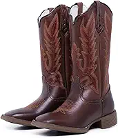 Bota Texana Country Cano Alto Couro Legítimo Premium Bico Quadrado