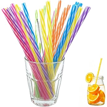 Pack of 30 Reusable Plastic Straws 24 cm Drinking Straws with Straw Brush Plastic Straws for Smoothies Juice Cocktail Hot Drink