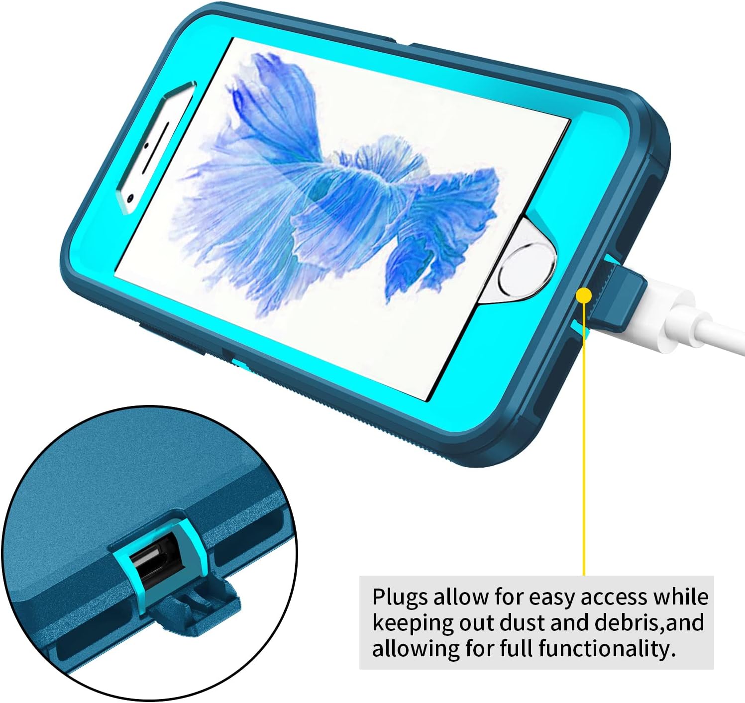 Regsun for iPhone 6s Case,iPhone 6 Case,Built-in Screen Protector, Shockproof 3-Layer Full Body Protection Rugged Heavy Duty High Impact Hard Cover Case for iPhone 6/6s 4.7 inch,Blue