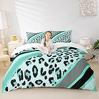 Vista 11 de Juego de funda de edredón para niños con estampado de leopardo, tamaño individual, juego de ropa de cama de moda de piel de guepardo abstracto