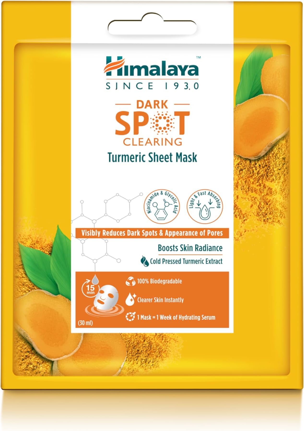 Since 1930 Dark Spot Clearing Turmeric Sheet Mask |Visibly Reduces Dark Spots & Appearance of Pores – 30g