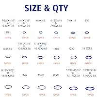 Vista 2 de BUSY-CORNER Kit de 396 piezas de 18 tamaños SAE pulgadas aire acondicionado A/C juntas tóricas de goma verde y morado