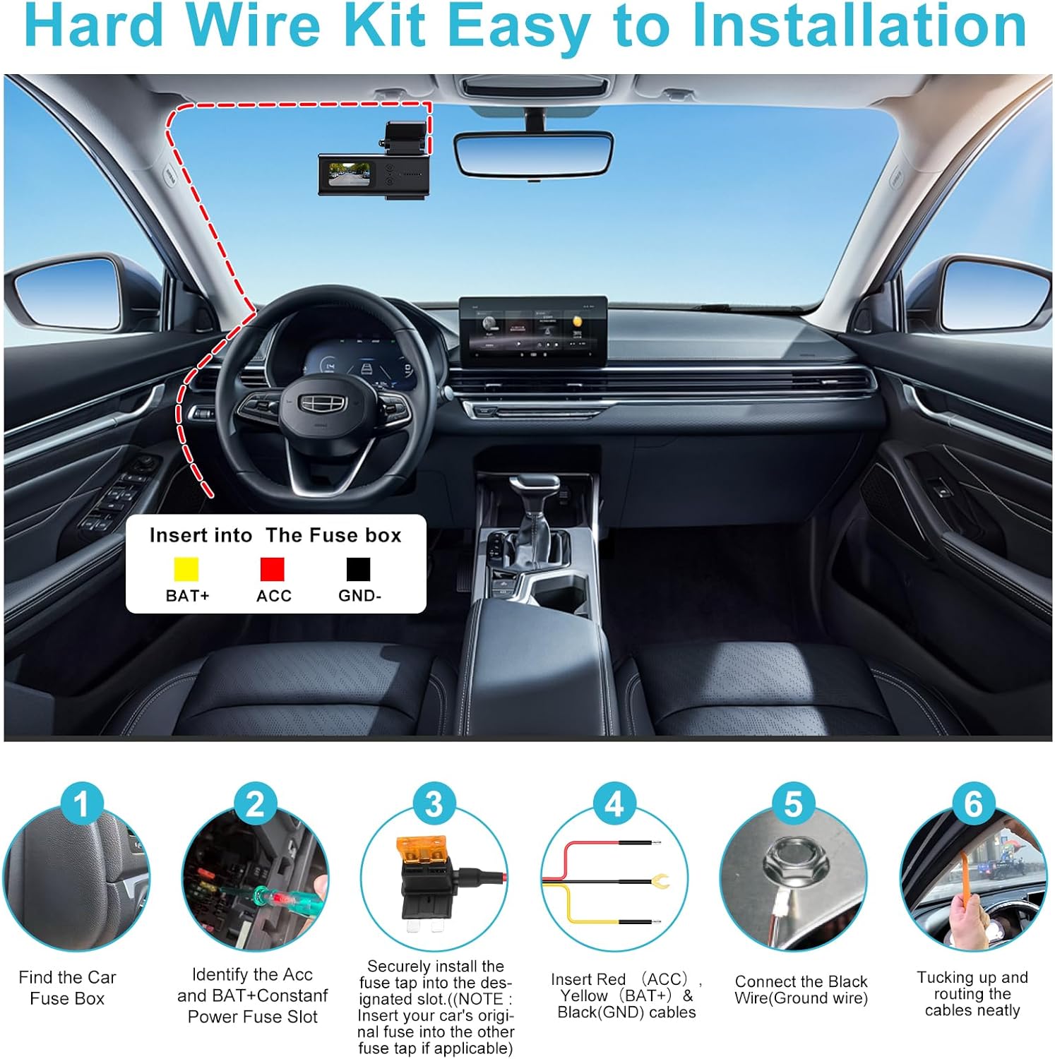 Dash Cam Hardwire Kit USB C, 12V-24V to 5V/3A Adapter Power Cable with Voltage Display, 24/7 Parking Mode, Acc Detection, 4-Level Low Voltage Protection (11.6V/11.9V/12.2V/12.5V) - Image 8