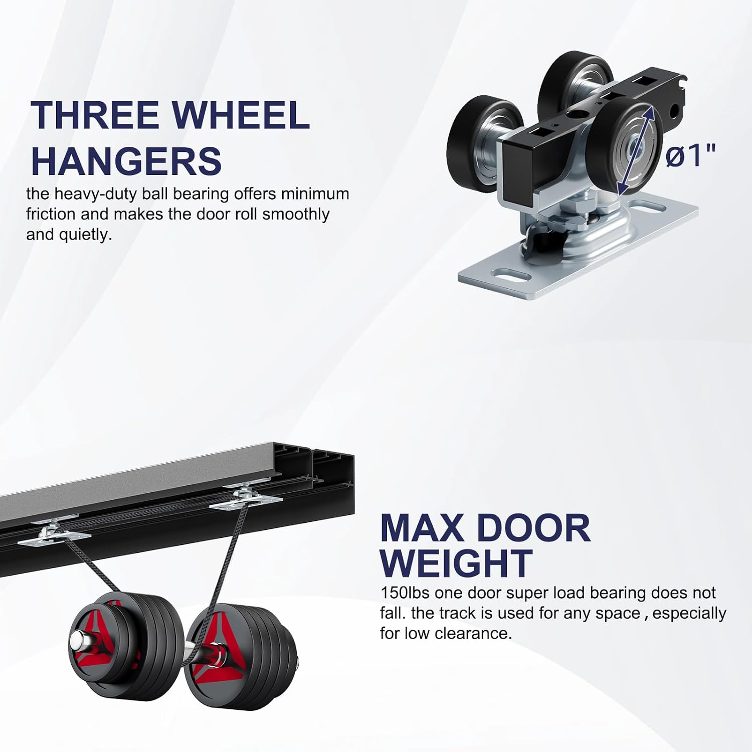 6FT Bypass Door Hardware, Closet Door Track, Top-Mounted Style, Made of Heavy Duty Aluminum, Smoothly and Quietly, for 2 Doors System - Fit Min Door Panel Width of 36.5in, Black