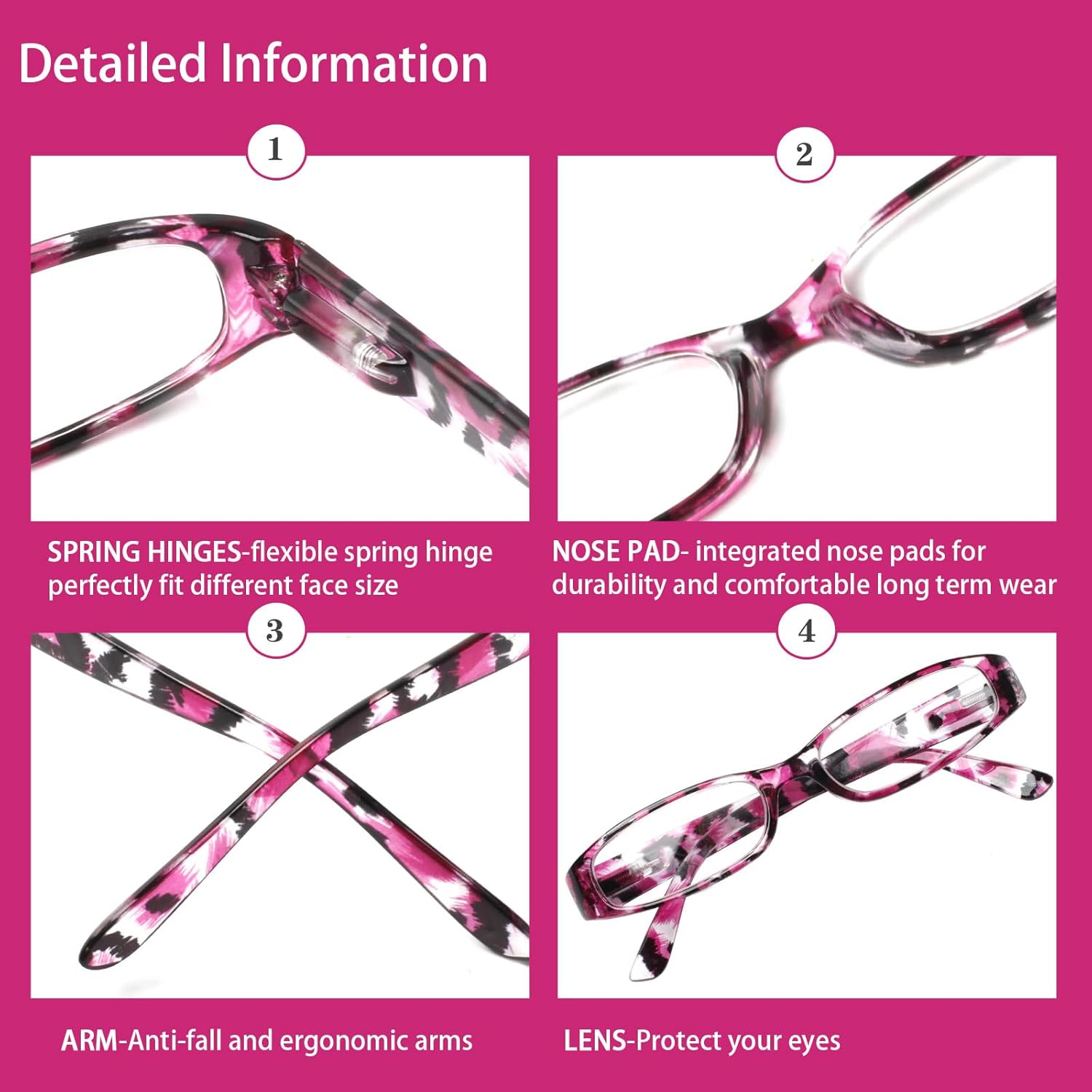 Kerecsen Women's Reading Glasses 4 Pairs Ladies Fashion Spring Hinge Readers - Image 3