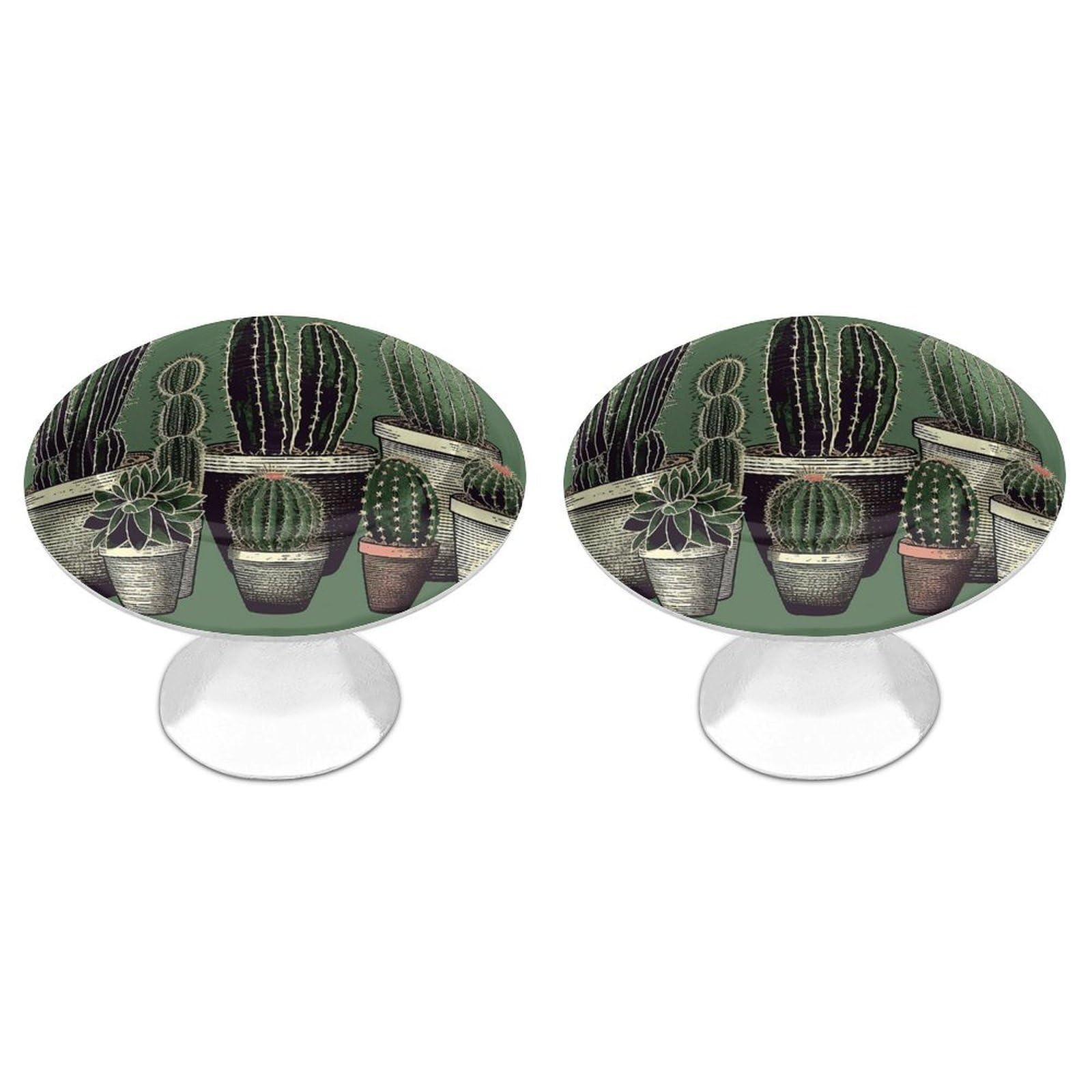 NTVOWPZO Cabinet Handles Round Drawer Pulls Green Cactus Dresser Knobs for Cabinets and Drawers Handle for Bathroom Cupboard Drawers Cabinet Pulls for Kitchen Door