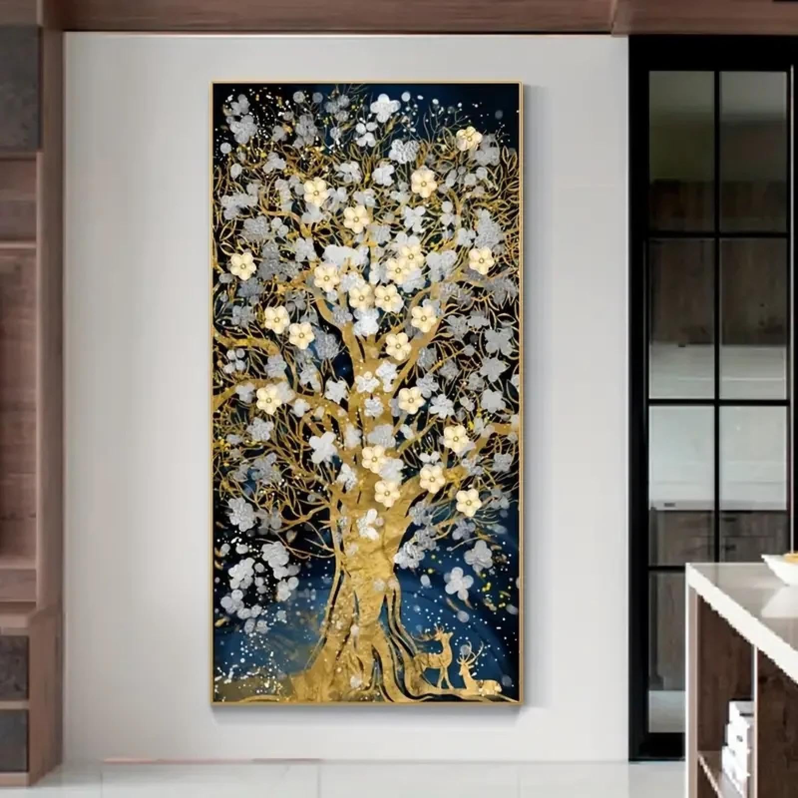 Tableau moderne arbre doré de luxe 60x120 cm encadré KQZVCU - 8