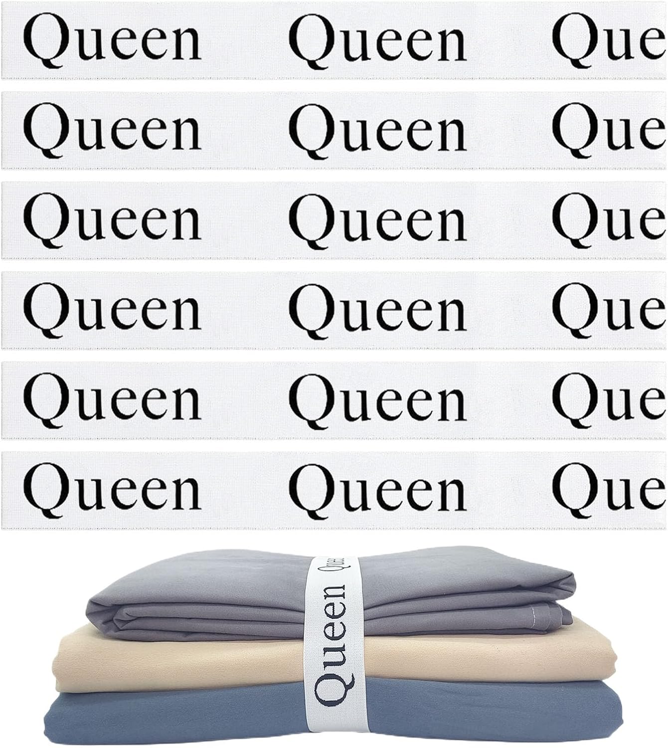 20 Pieces Bed Sheet Organizer Bands, Sheet Organizers and Storage Label Bands, Sheets Organizer for Closet, Sheet Label for Bedding, Sheet Keepers Linen Labels Bedding (Queen,KingTwin,Full)