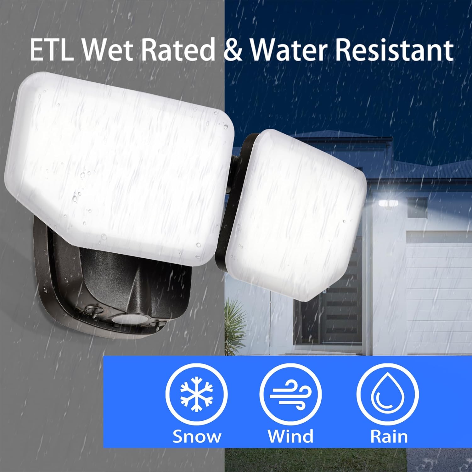 38W Flood Lights Outdoor, Integrated LED Security Light Fixture with 2 Adjustable Heads, Adjustable Brightness and Color, Dusk to Dawn Exterior LED Outdoor Light for Garage Yard Porch (Bronze)