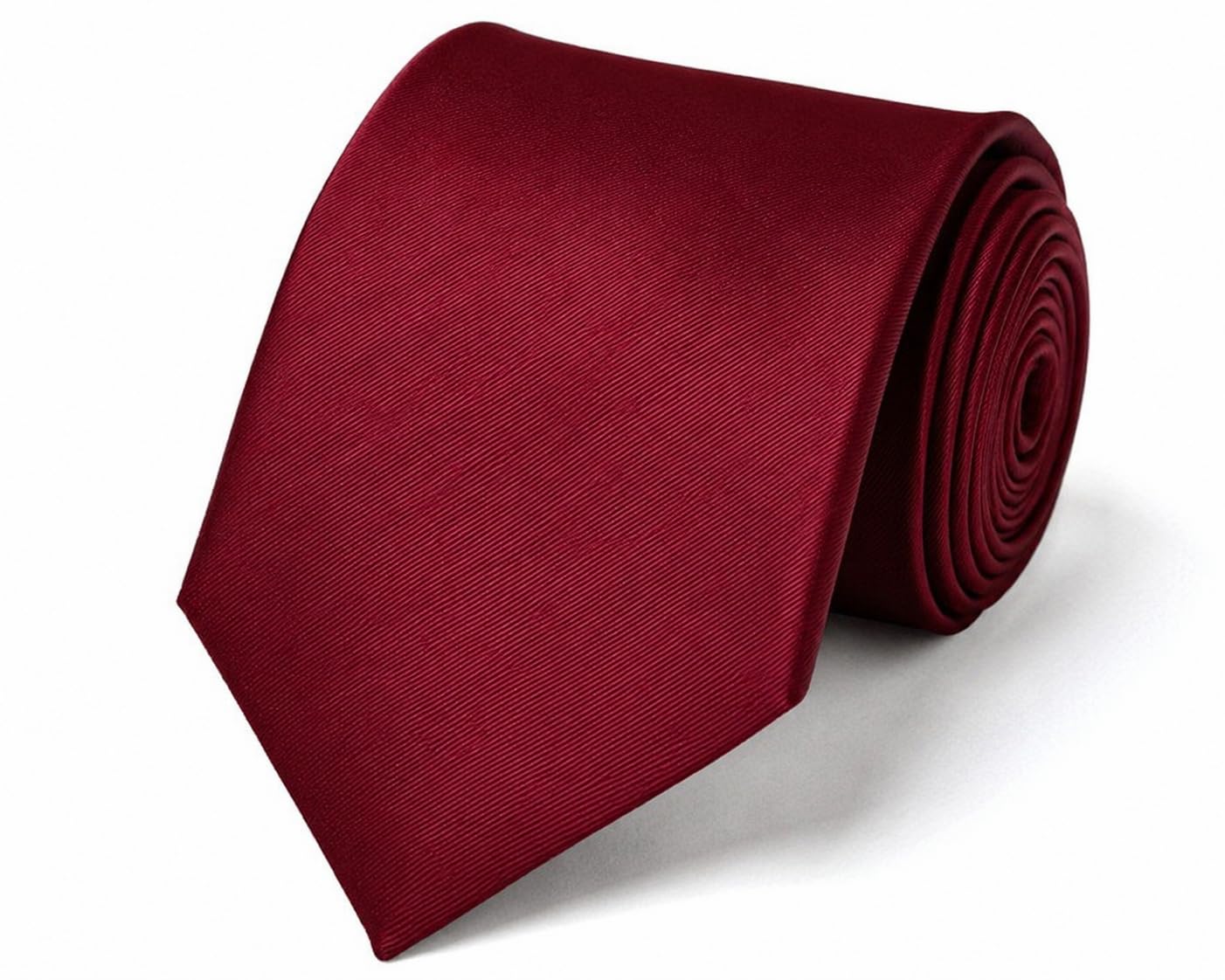 Men's Burgundy, Maroon Solid Satin Necktie, Formal Classic Tie-image-22