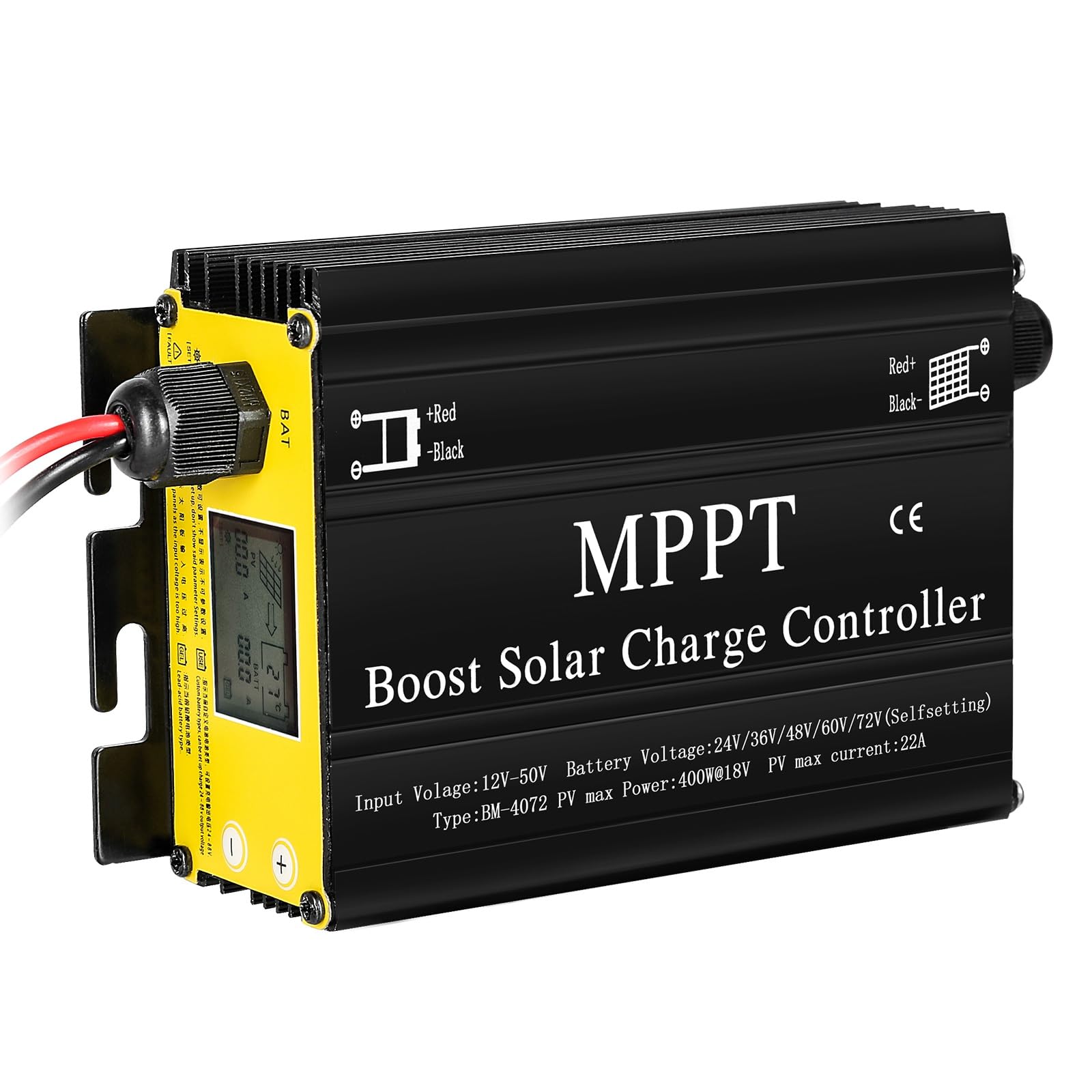 DEWIN Controlador de Carga Solar, MPPT Boost Controlador de Carga Solar 400W 24V 36V 48V 60V 72V Regulador de Voltaje