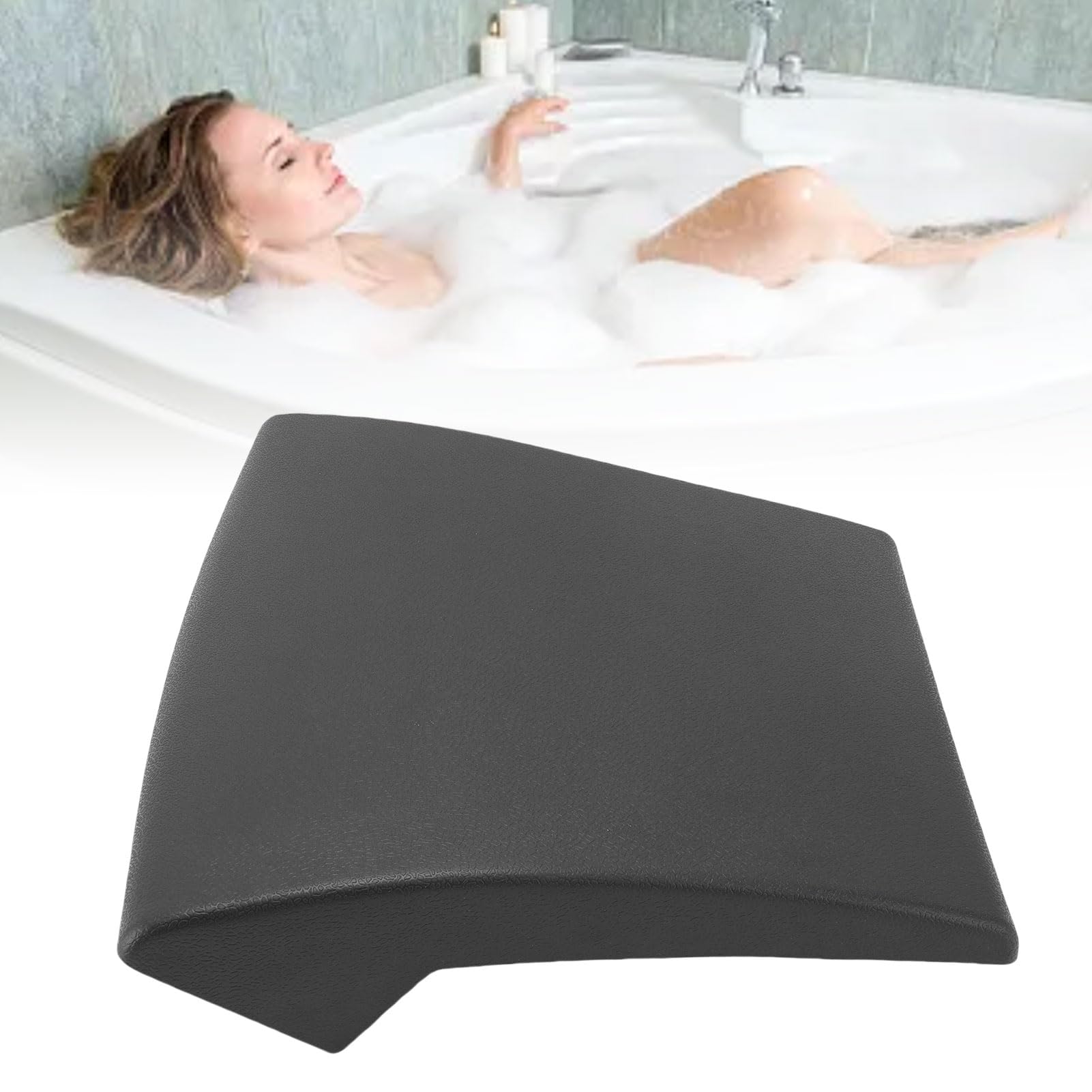 Cuscino da bagno con ventose per una piacevole esperienza di bagno, in morbido poliuretano PU, per casa, spa, 37 x 33 x 7,8 cm