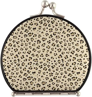 susiyo Vintage Compact & Travel Mirror with Bukle Closure, Vintage Leopard Makeup Mirror Small Portable Foldable Easy to Carry for Women Girls Purses