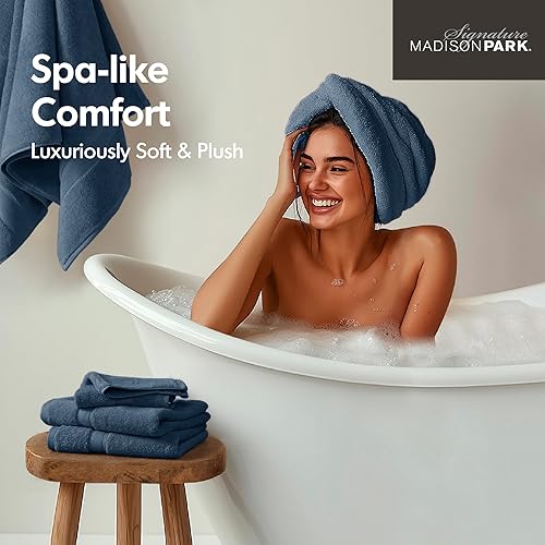 Miniatura 5 de MADISON PARK SIGNATURE - Altamente absorbente secado rápido incluye 2 para ducha 2 para manos y 4 para lavado facial