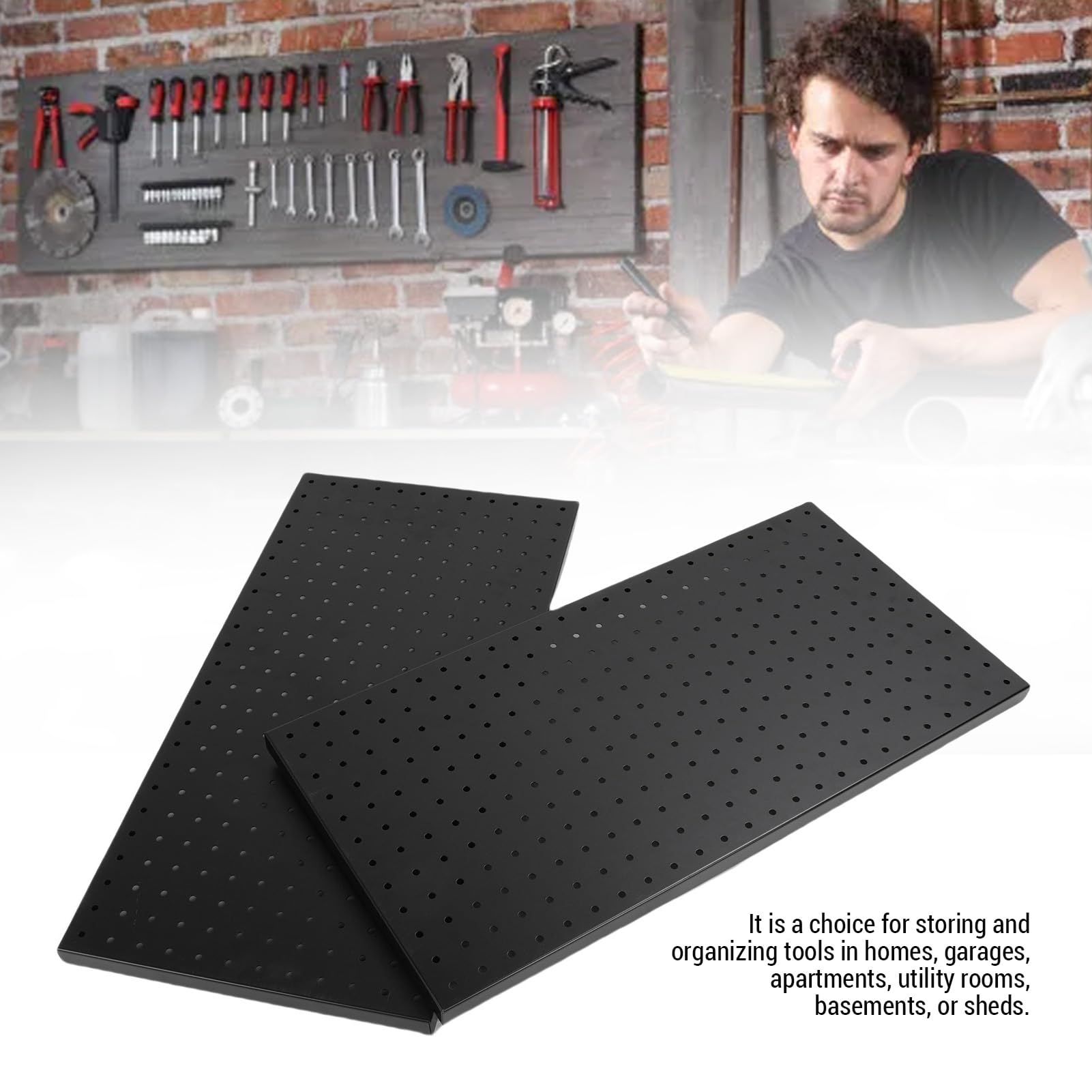 Yctze Pannello Forato in Metallo da Parete 2 Pezzi Pannello Forato per Carichi Pesanti 24x12 Pollici 288 Fori da Parete con in Metallo Magazzino per Negozi Impianti e Attrezzature per Negozi Al