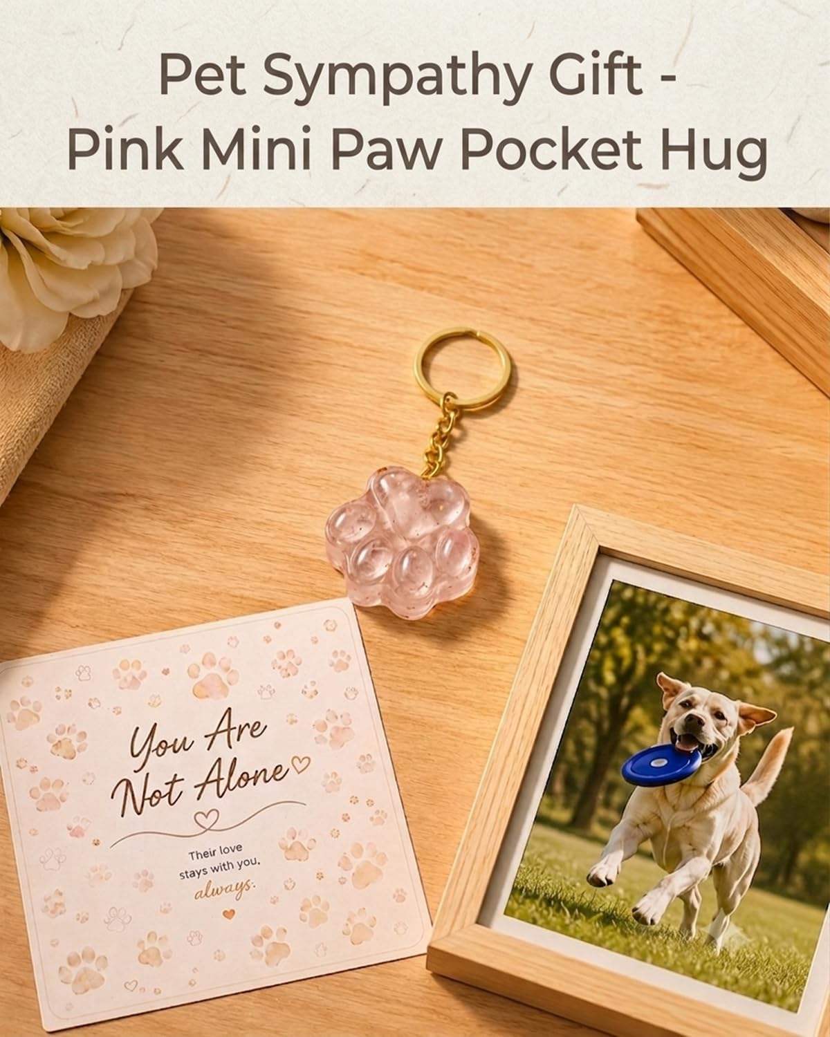 Memorial Gifts for Loss of Pet - Mini Paw Pocket Loss Sympathy Gift with Memorial Card and Box for Dog & Cat Lovers, Bereavement Comfort Keepsake（Pale Pink） image 2