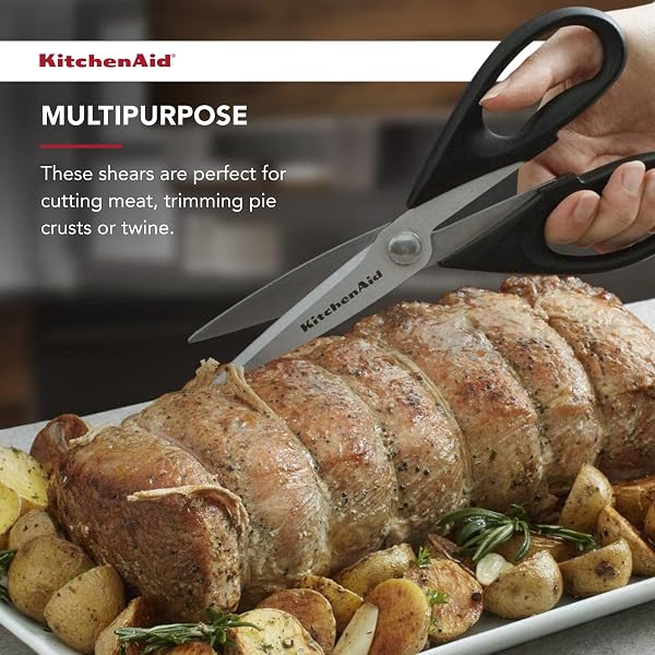 KitchenAid All Purpose Kitchen Shears with Protective Sheath Durable Stainless Steel Scissors, Dishwasher Safe, Soft Grip Comfort Handle, 8.72 Inch, Black - 5