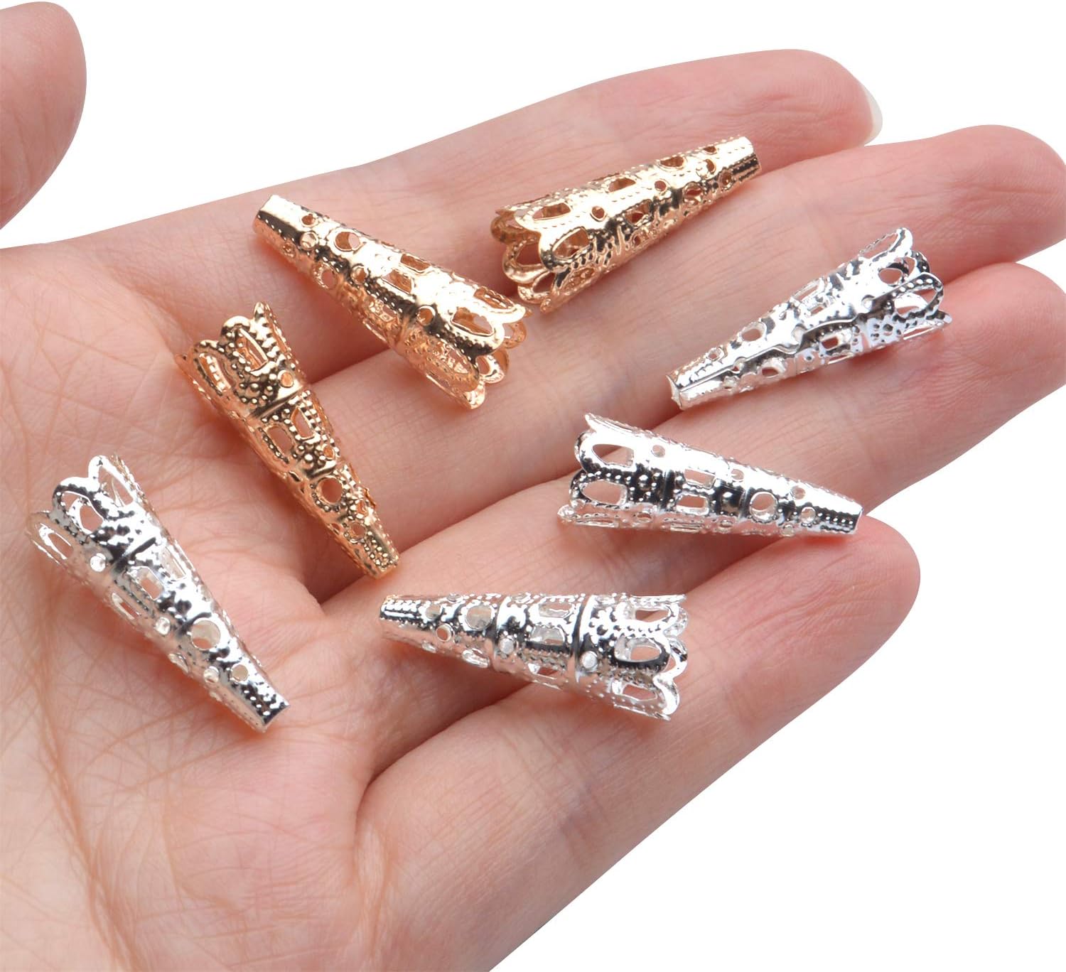 Filigree Flower Bead Caps, 200 Pcs Metal End Caps for DIY Tassel Jewelry Making