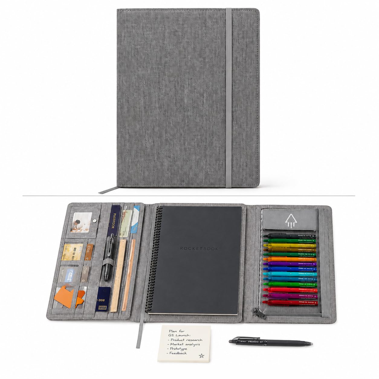 Étui folio A4 Rocketbook format lettre 21,6 x 27,9 cm Wave Everlast Fusion Panda Portfolio Organizer