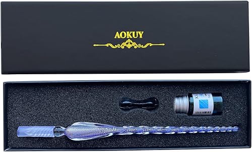 Miniatura 6 de AOKUY Juego de bolígrafos de inmersión de vidrio, bolígrafo de caligrafía, bolígrafo de firma de cristal para arte, escritura, firmas, decoración y