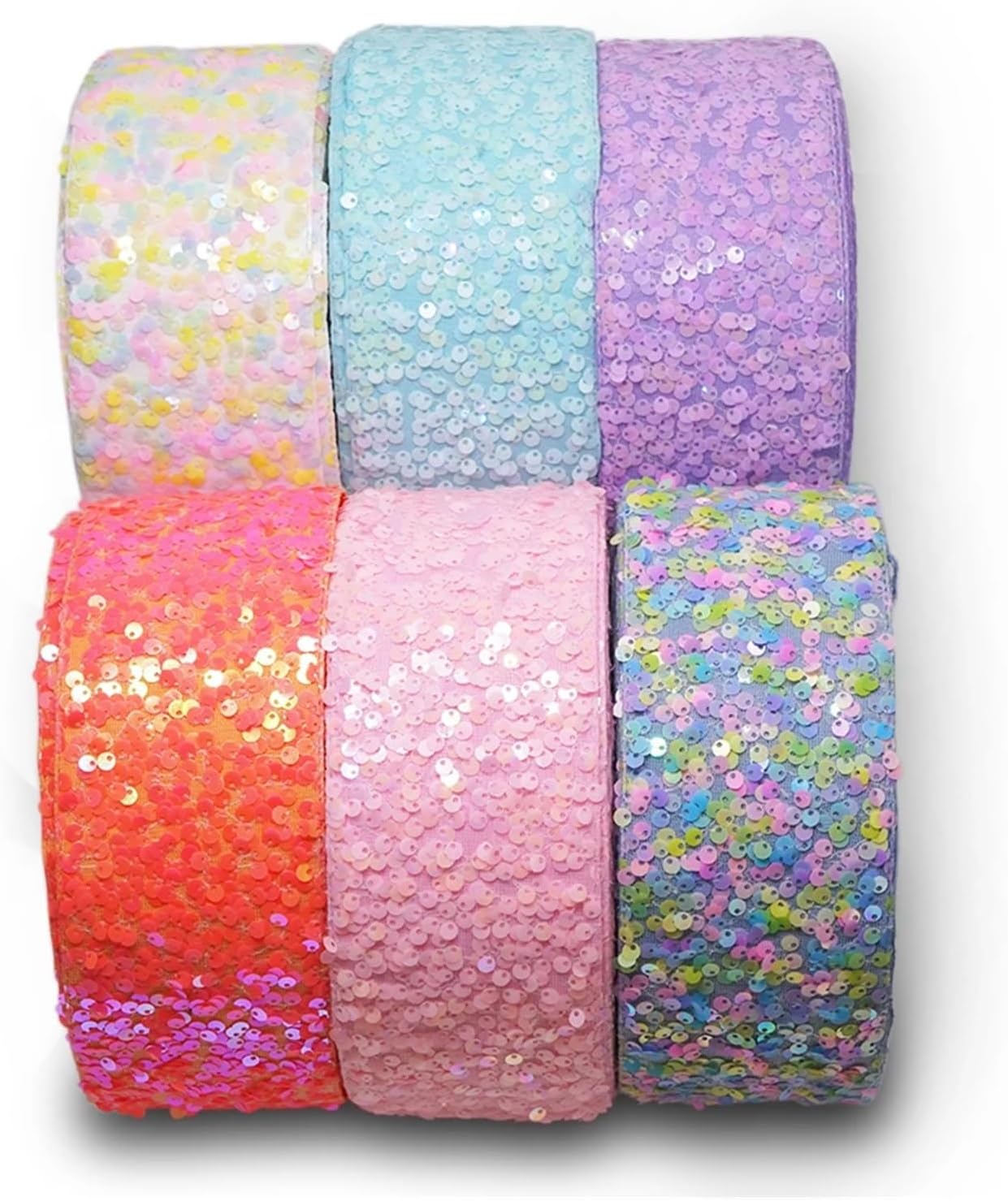 3 Inch 75MM Double Color Sequin Fabric Reversible Ribbon(Color 5,75 mm 5 Y)