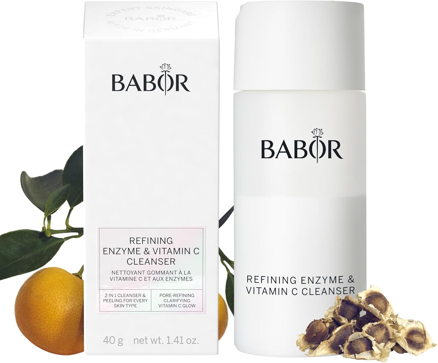 BABOR Cleansing Enzyme Cleanser voor gemengde huid, vettige huid en voor onzuivere huid, enzymatisch reinigings- en peelingpoeder, met vitamine C, 1 x 40 g BABOR Cleansing Enzyme Cleanser voor gemengde huid, vettige huid en voor onzuivere huid, enzymatisch reinigings- en peelingpoeder, met vitamine C, 1 x 40 g