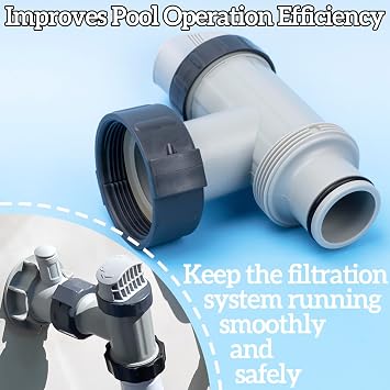 Pool Plunger Valve 1.5 inch Compatible with Intex Above Ground Pool Pump, Pool Shut Off Valve 1 1/2 inch Hose Adapter with Gaskets & Nuts