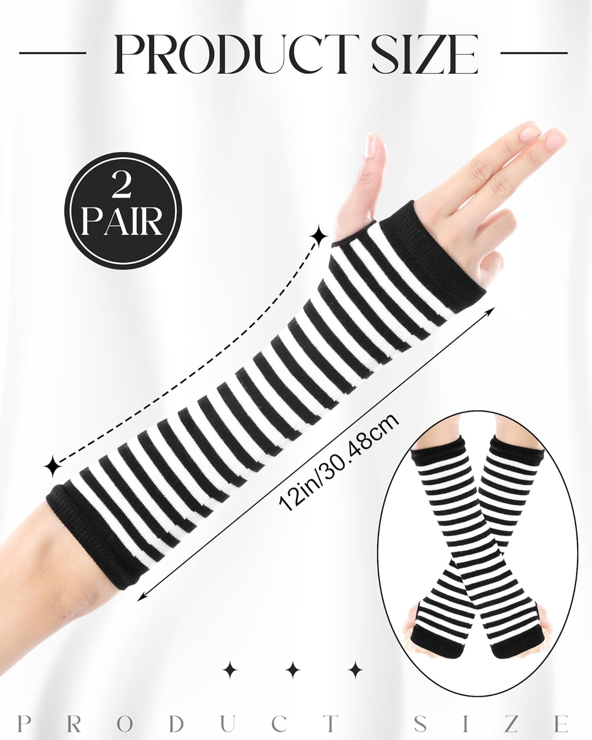 Syhood 2 Set Womens Rainbow Striped Knee High Socks Arm Warmer Fingerless Gloves Set for Girls Women Mardi Gras Themed Party - Image 4