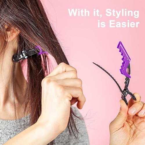 Miniatura 3 de Pinzas para el cabello, 10 pinzas para el cabello de cocodrilo, antideslizantes, para peinar, seccionar, duraderas, para mujeres, clip de plástico