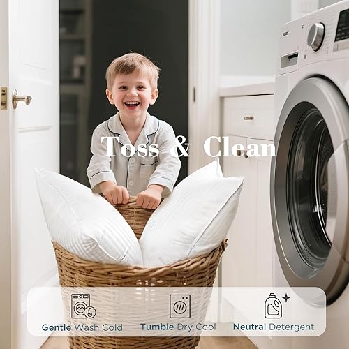 Miniatura 8 de viewstar Juego de 2 almohadas de cama tamaño Queen, colección de hotel, almohada grande alternativa de plumón para dormir de espalda, estómago o de