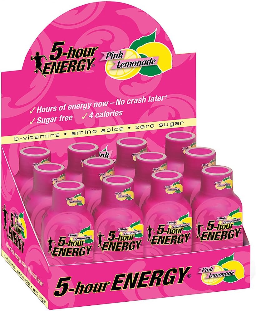 5 Hour Energy Nutritional Drink, Pink Lemonade, 1.93 fl oz (Pack of 12)