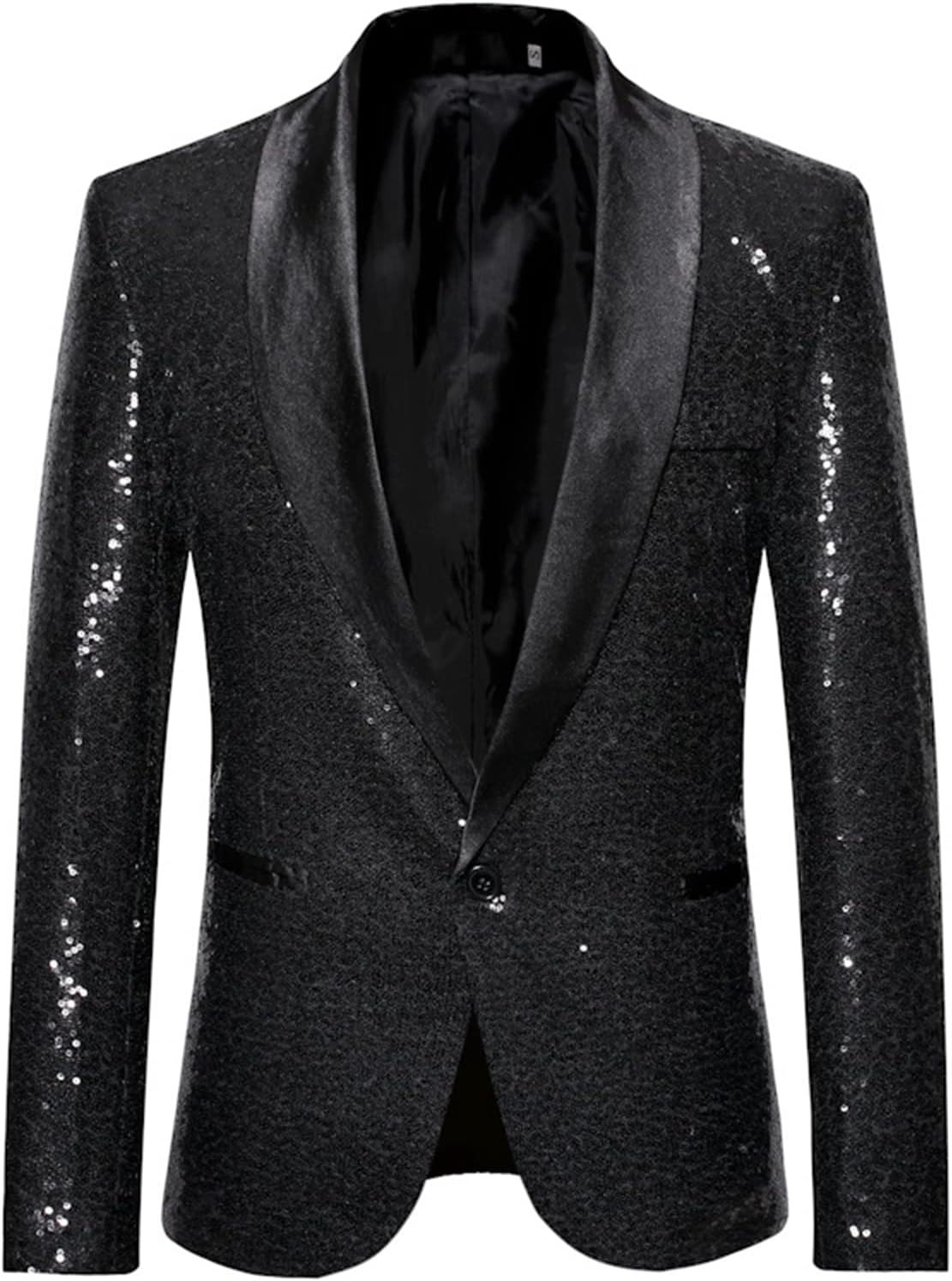Men's Shiny Sequins Suit Jacket Blazer Slim Fit Dress Suit One Button Tuxedo for Party,Wedding,Banquet,Prom