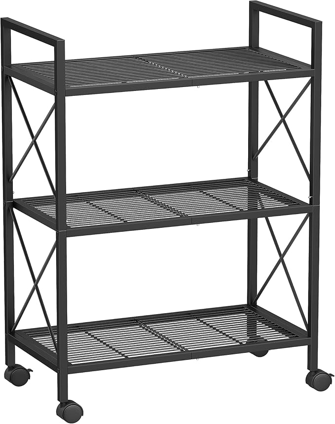 Amazon.com: SONGMICS 3-Tier Metal Storage Rack with Wheels, Mesh ...
