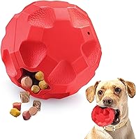 TROUSKAIG Indestructible Treat Dispensing Dog Ball for Aggressive Chewers - Large Breed Rubber Toy for Boredom & Teeth Cleaning