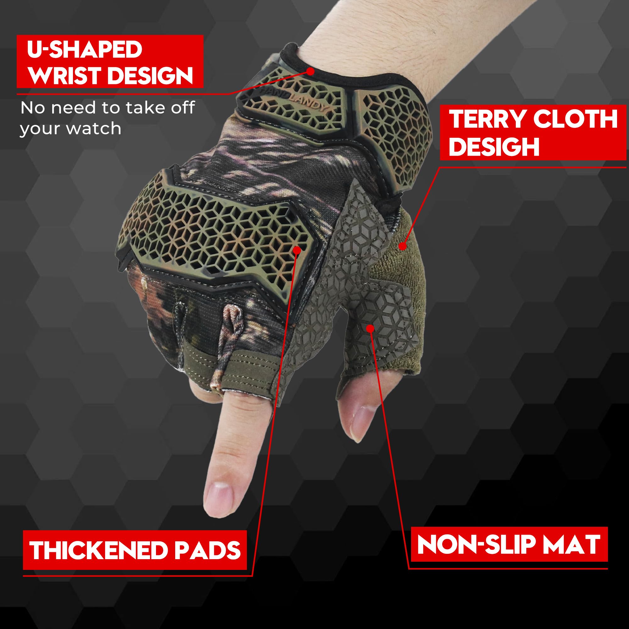 HLDD HANDLANDY Work Gloves Men - 3 Fingerless Work Gloves for Driving Cycling, Motorcycle, Climbing, Outdoor Work - Image 3