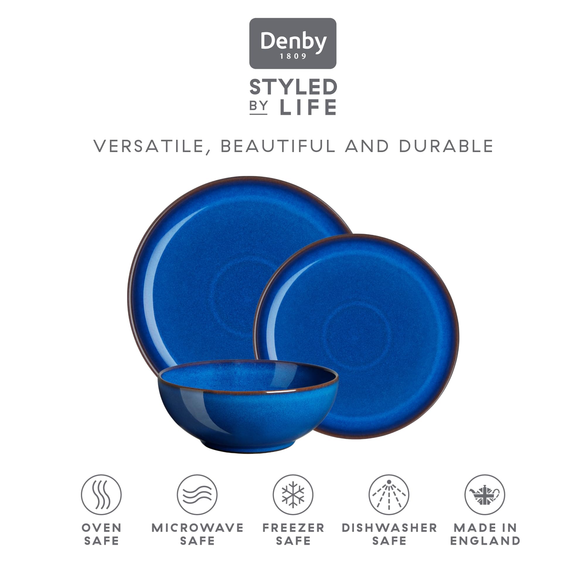 Amazon.com | Denby - Imperial Blue 12 Piece Coupe Dinner Set For 4