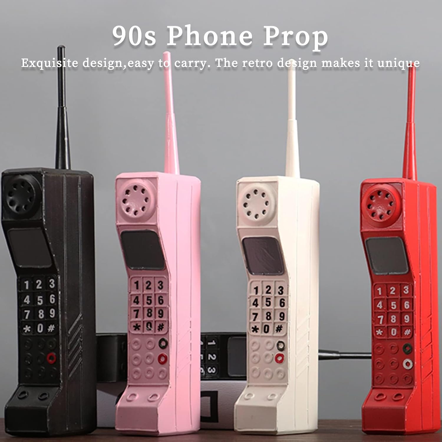 90s Phone Prop, Retro Brick Phone, for 80s 90s Party Decorations(White) | Iron Retro Mobile Model, for Home Living Room Decor Desktop Decoration