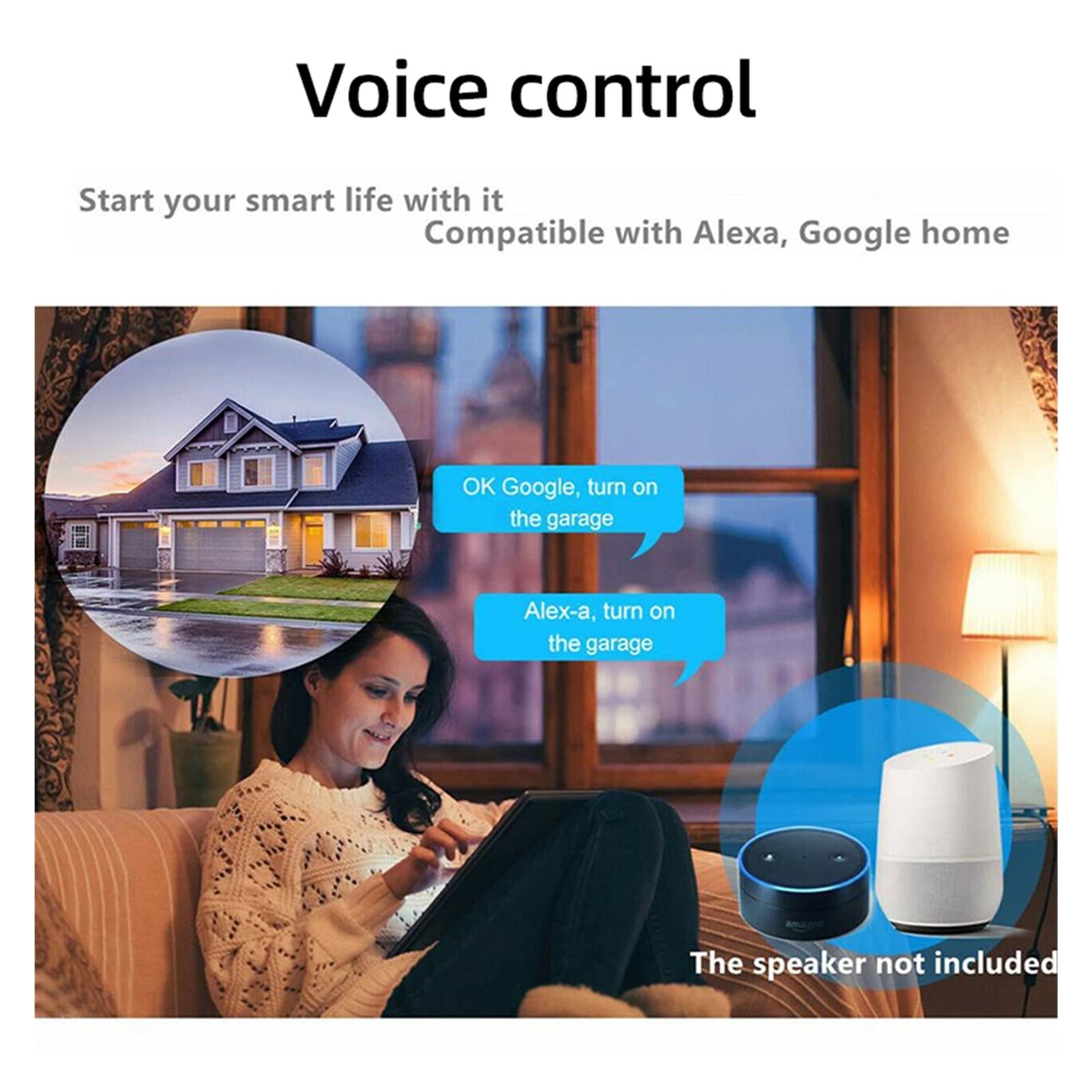 Controller per porta del garage WI-FI Controller apriporta for garage, timer, porta aperta/chiusura monitor, controllo vocale Tuya Smart life app Apri e chiudi facilmente la porta del garage(Size:Bu